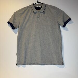 Men's BMW Short Sleeve Polo Style Shirt. Gray And Blue Size XXL. 100% Cotton